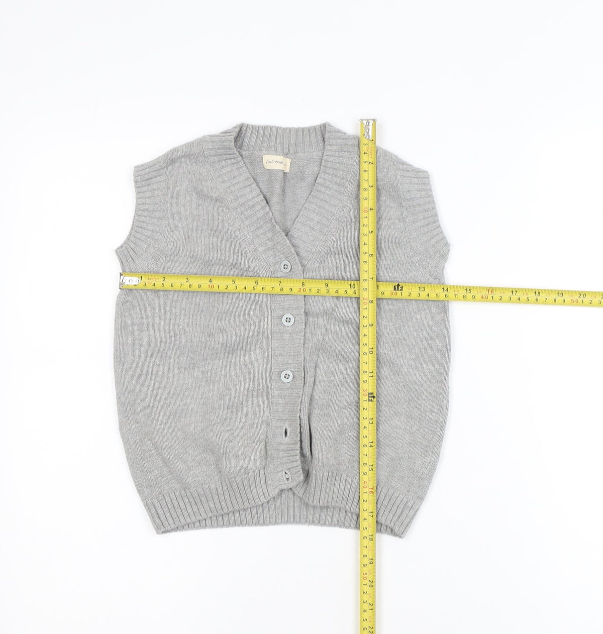 Fin & Vince Girls Grey 8-9 Years Cotton Button Cardigan Vest