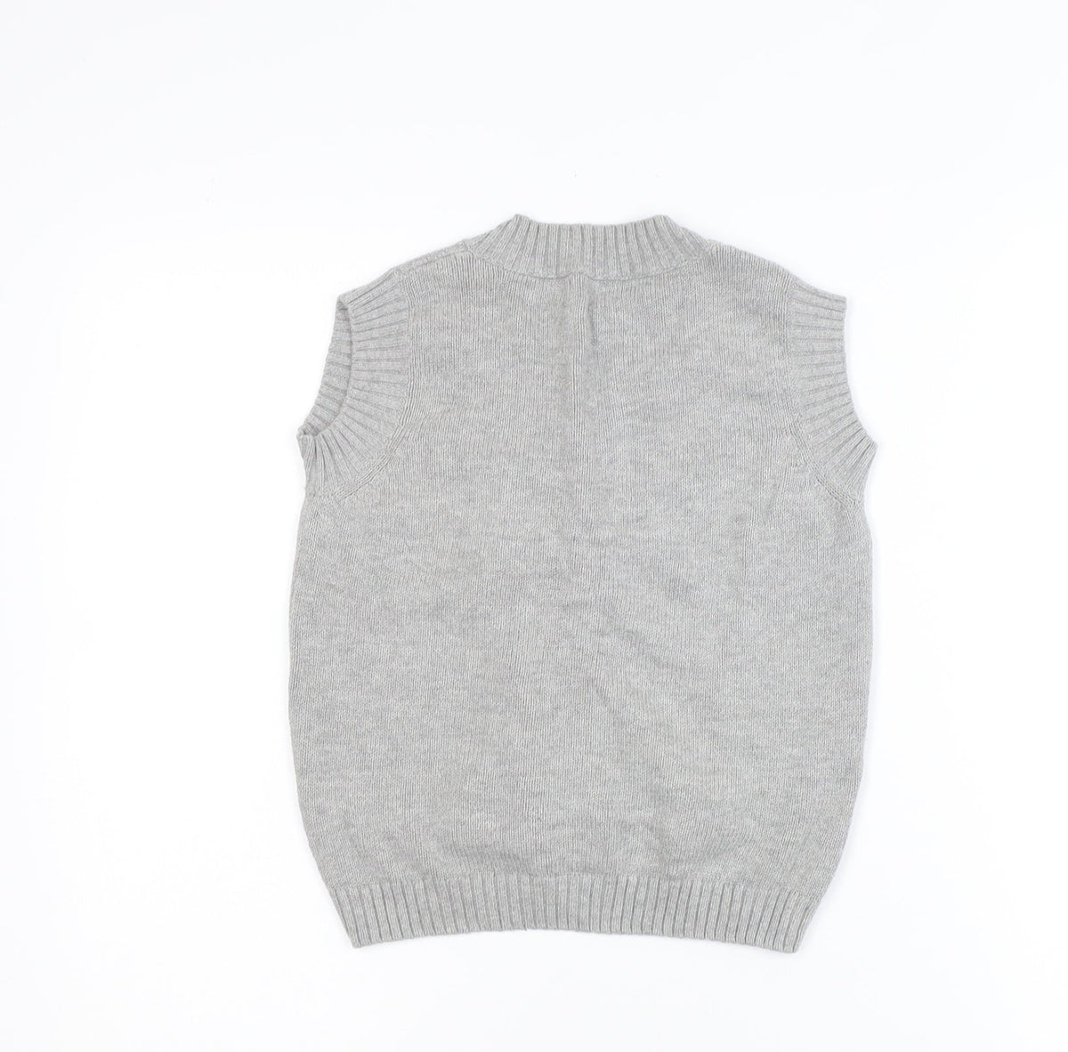 Fin & Vince Girls Grey 8-9 Years Cotton Button Cardigan Vest
