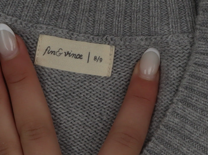 Fin & Vince Girls Grey 8-9 Years Cotton Button Cardigan Vest