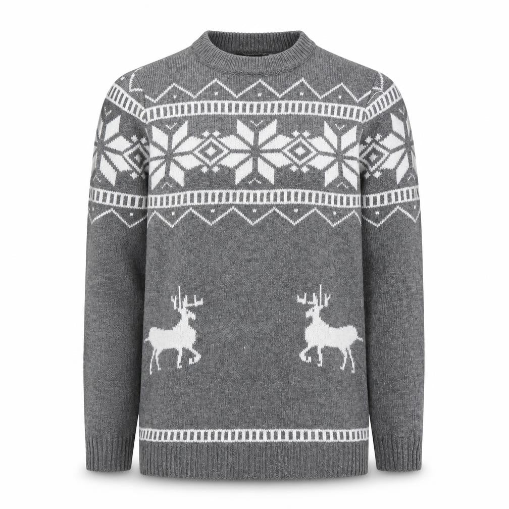 TAONIUCHAOPIN Men's Grey XL Fair Isle Christmas Pullover Jumper