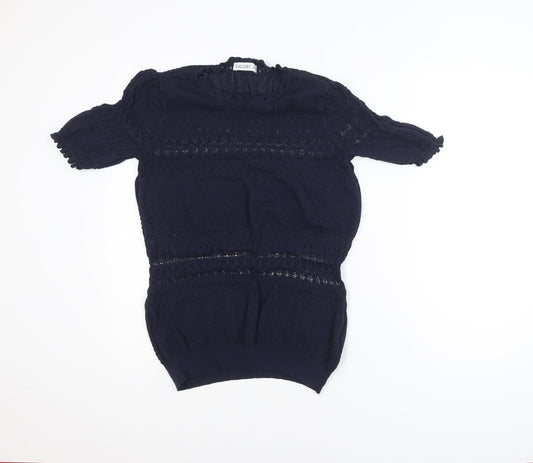 Gallery Women's Blue Short Sleeve Knit Blouse Size L