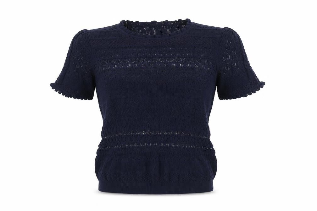 Gallery Women's Blue Short Sleeve Knit Blouse Size L
