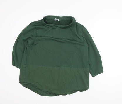 Additional front view of Gallery Women’s Green Cowl Neck jumper, size UK 14