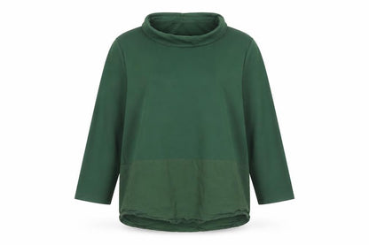 Front view of Gallery Women’s Green Cowl Neck jumper, size UK 14
