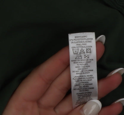 Brand and care label for Gallery Women’s Green Cowl Neck jumper, size UK 14