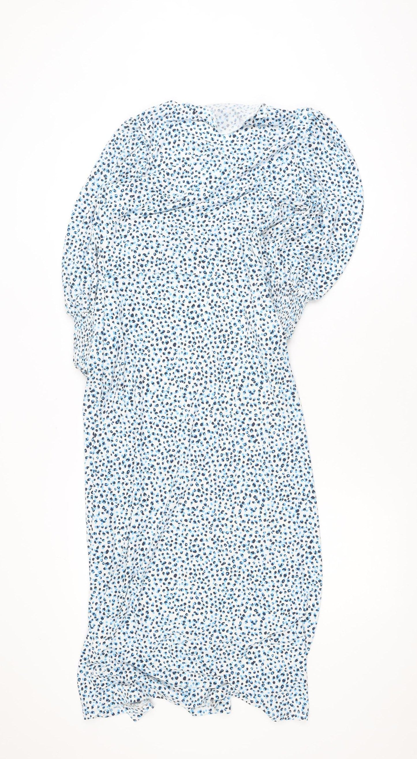 Oasis Women’s Blue Animal Print Midi Wrap Dress XS