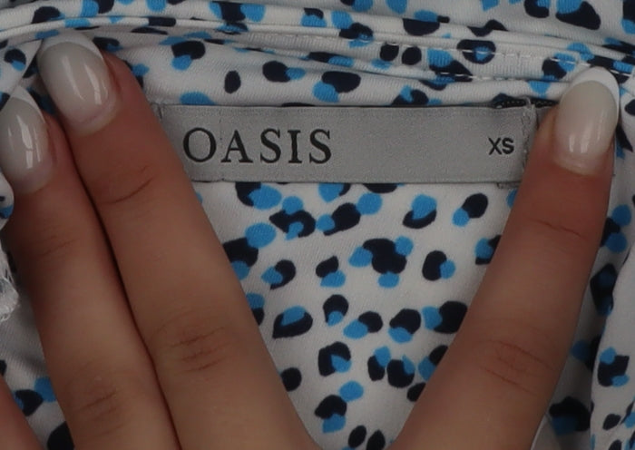 Oasis Women’s Blue Animal Print Midi Wrap Dress XS