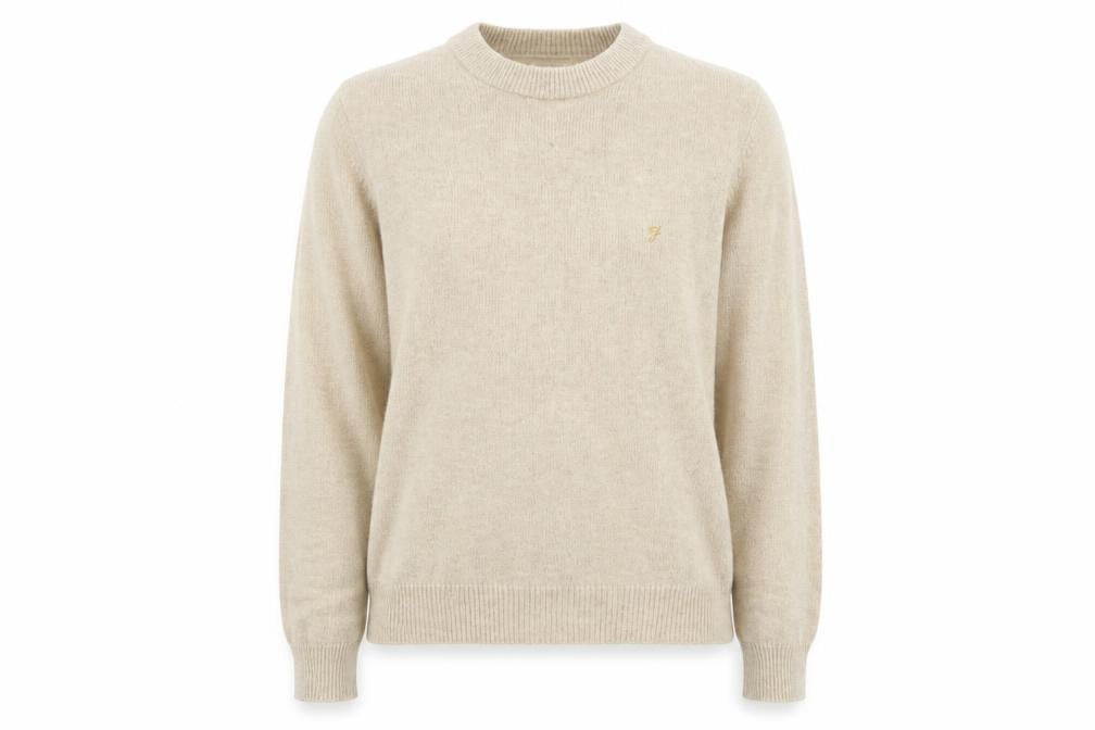 Farah Women Beige Lambswool Crew Neck Pullover Jumper L