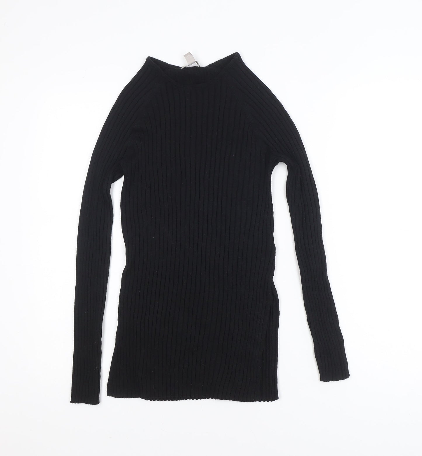 H&M Women's Black Slim Fit Ribbed Long Sleeve Knit Top Size M