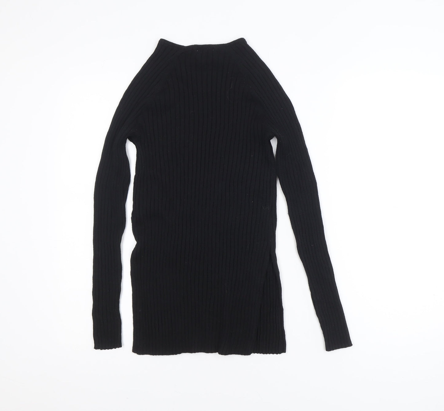 H&M Women's Black Slim Fit Ribbed Long Sleeve Knit Top Size M