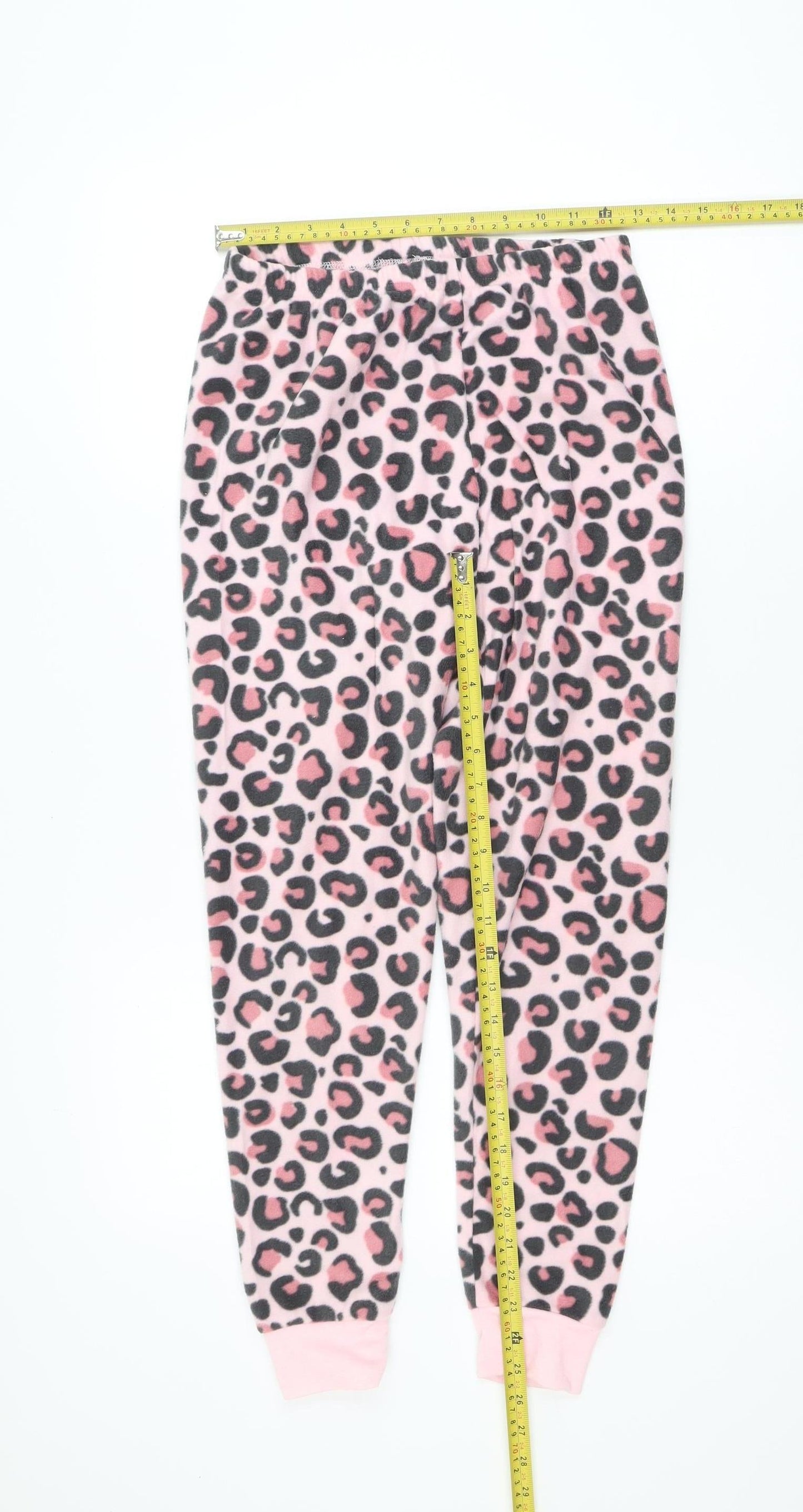 Dunnes Stores Women Pink Leopard Fleece Pyjama Pants Size 8