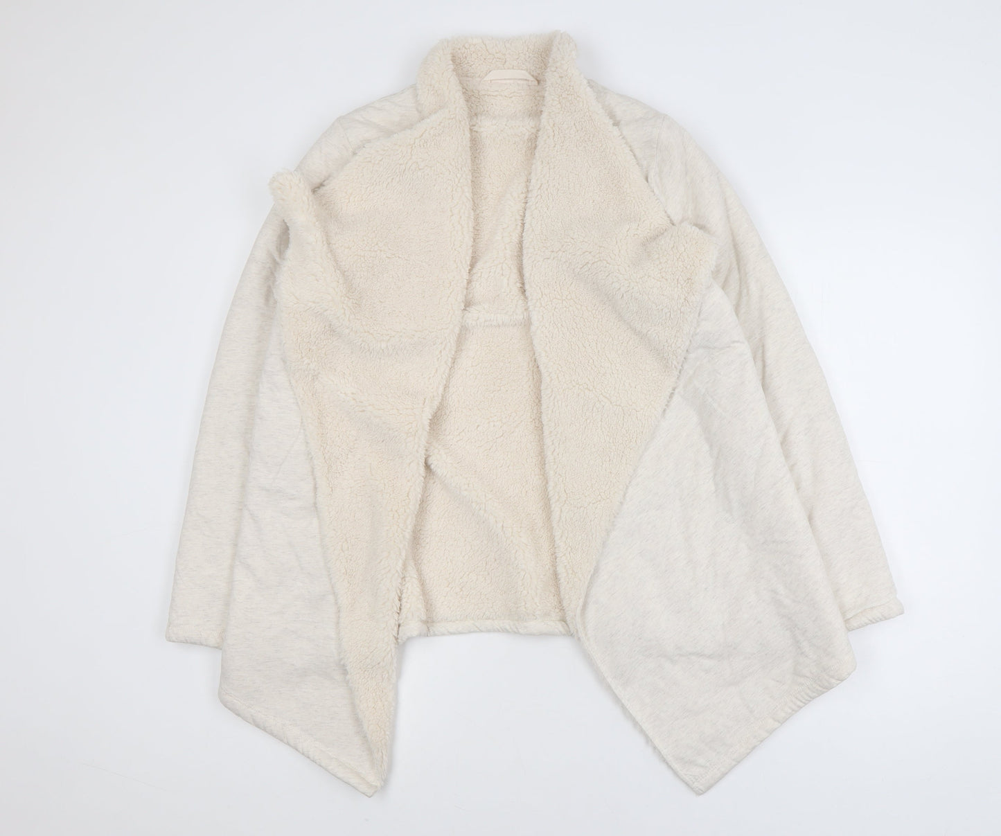 Marks and Spencer Womens Ivory Size 12 Lined Fleece Coatigan