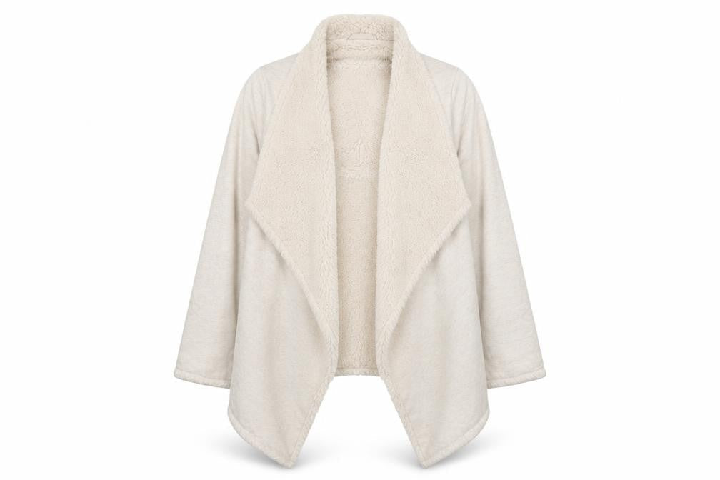 Marks & Spencer Womens Ivory Size 12 Lined Fleece Coatigan