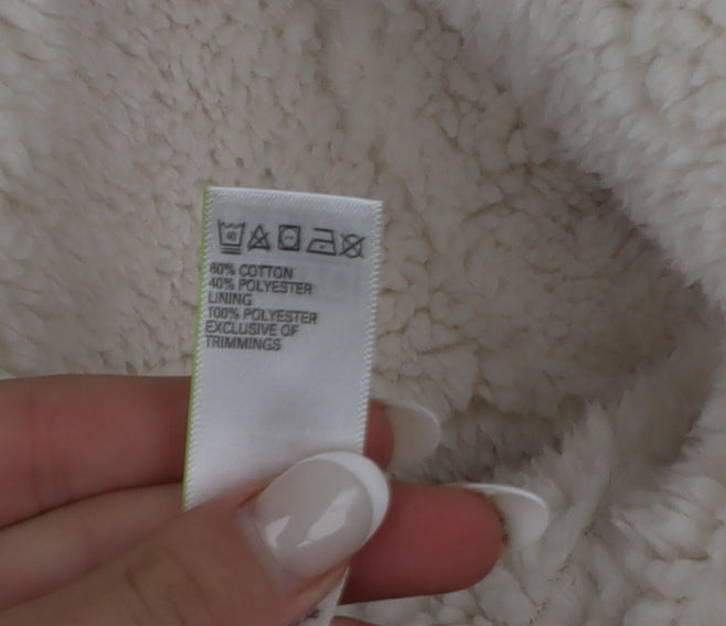 Marks and Spencer Womens Ivory Size 12 Lined Fleece Coatigan