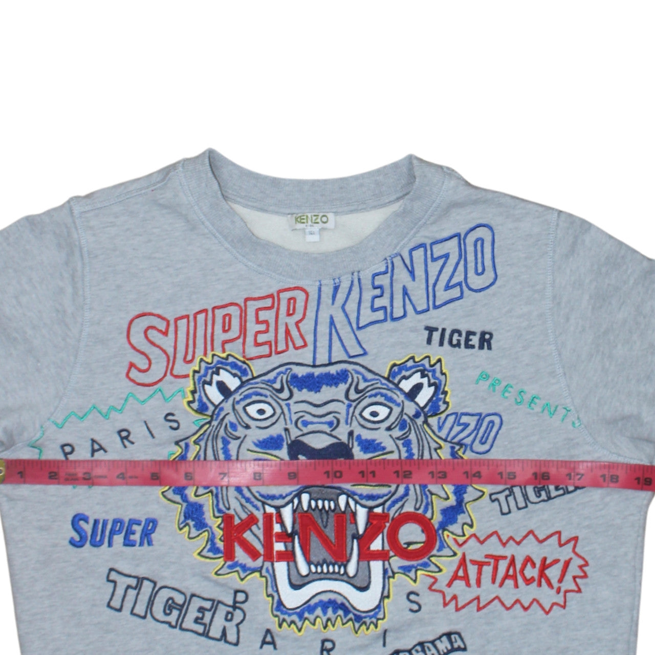 Kenzo Kids Grey Embroidered Tiger Sweatshirt Boys 14 Years Regular Fit