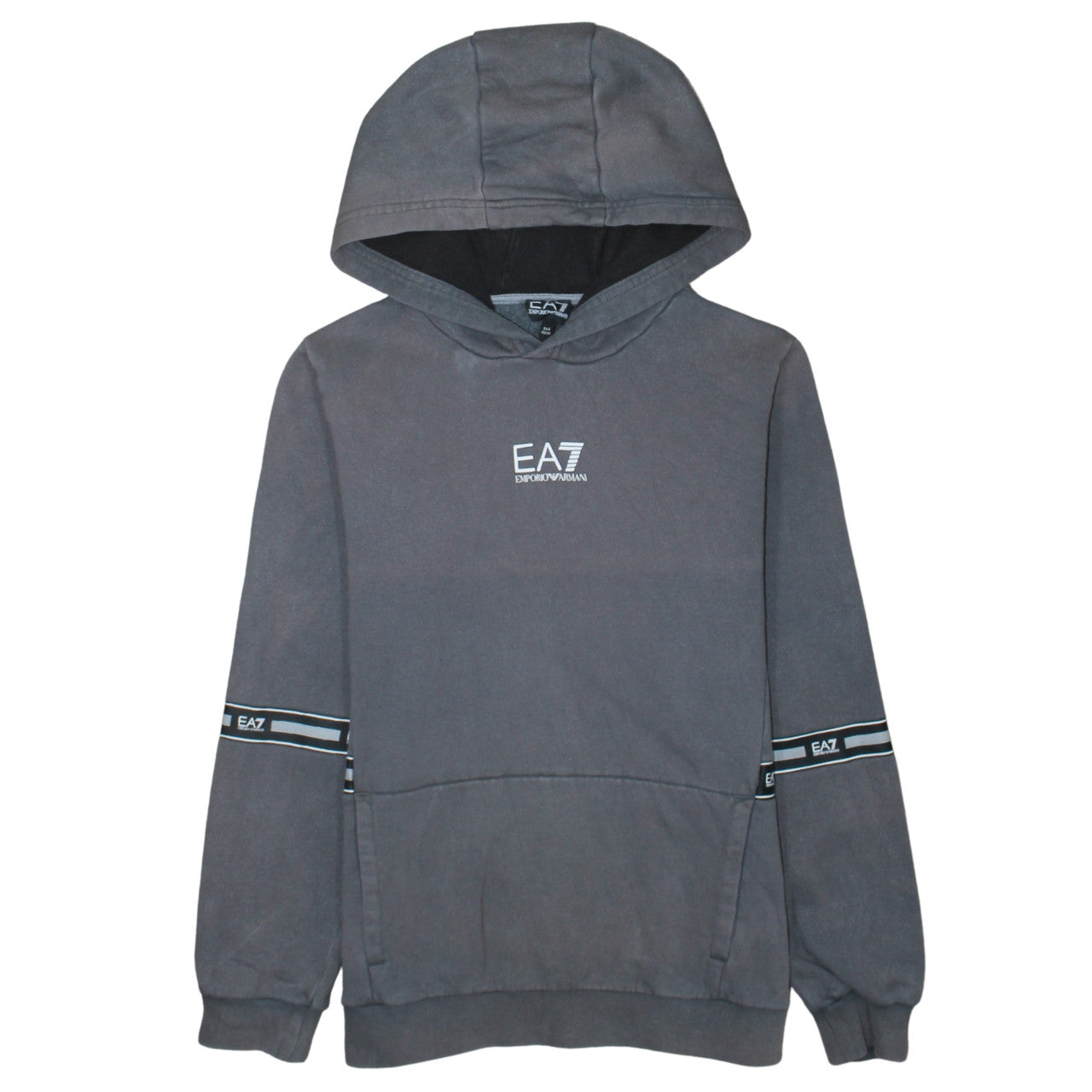 Emporio Armani EA7 Boys Grey Pullover Hoodie 14 Years Cotton Blend Logo Style