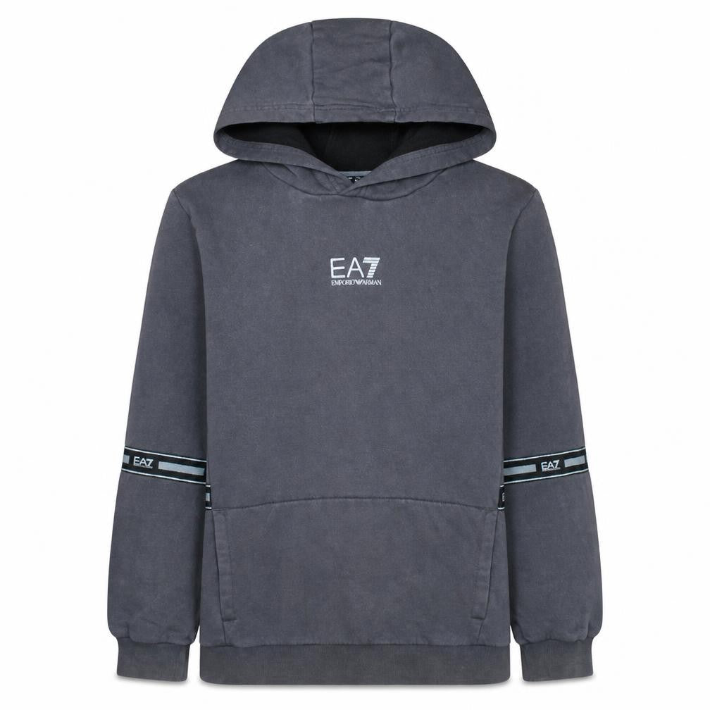 Emporio Armani EA7 Boys Grey Pullover Hoodie 14 Years Cotton Blend Logo Style