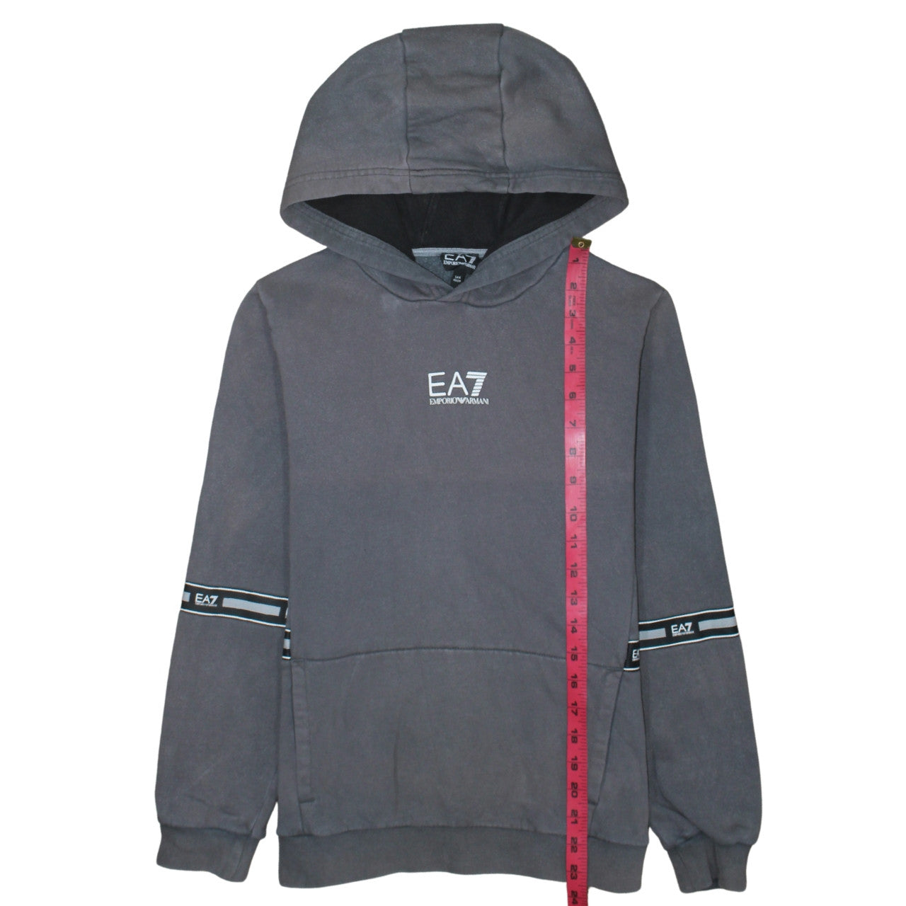 Emporio Armani EA7 Boys Grey Pullover Hoodie 14 Years Cotton Blend Logo Style