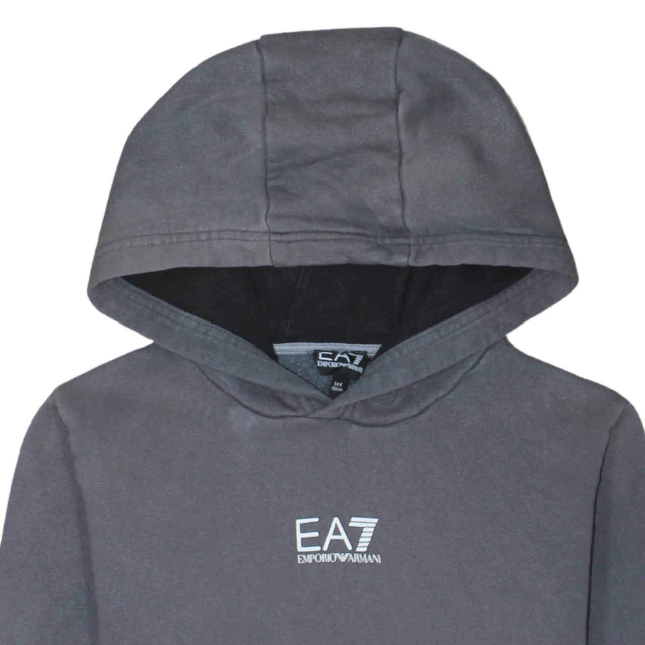 Emporio Armani EA7 Boys Grey Pullover Hoodie 14 Years Cotton Blend Logo Style