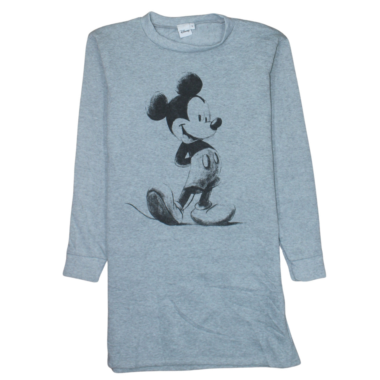 Disney Women Grey Size 12 Mickey Mouse Long Sleeve T-Shirt Dress
