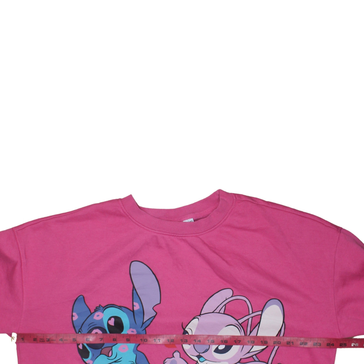 Disney Women Pink Stitch & Angel Sweatshirt L 14/16 Pullover Crew Neck