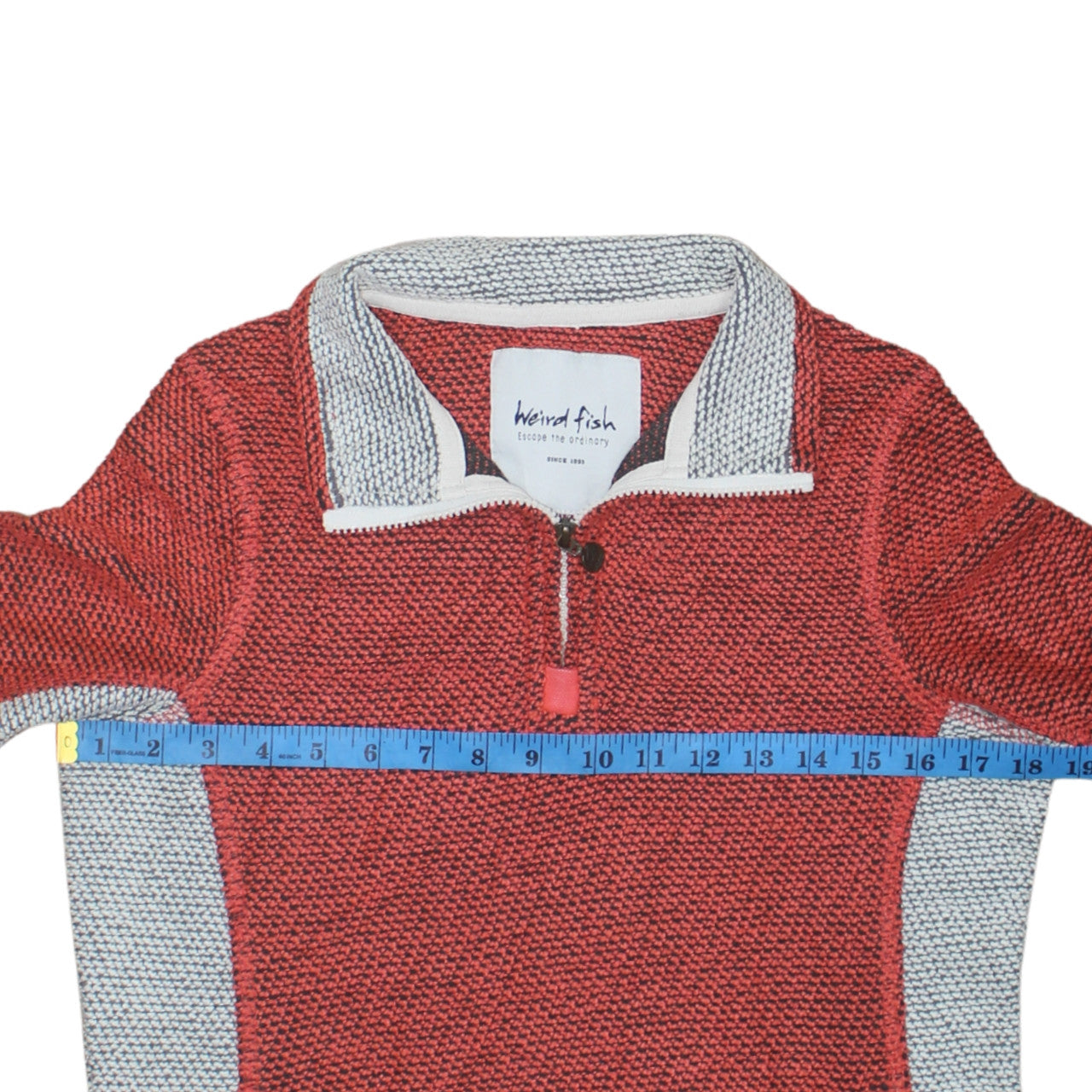 Weird Fish Womens Red Grey 1/4 Zip Pullover Sweatshirt Size 10