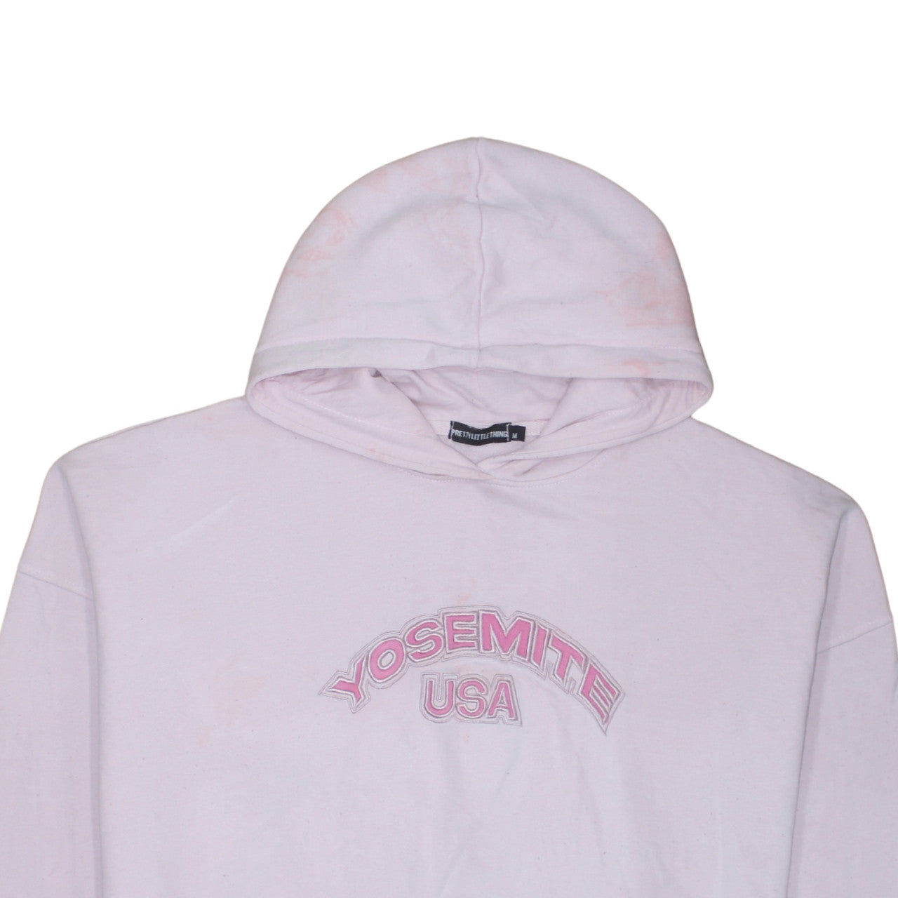 PrettyLittleThing Women Pink Yosemite USA Hooded Pullover Sweatshirt M