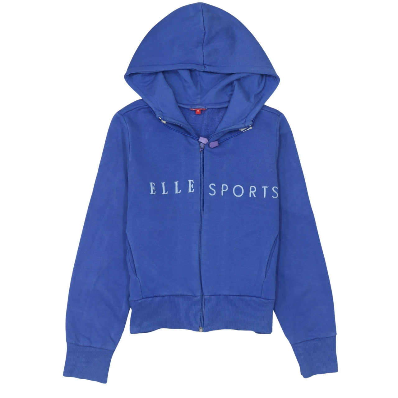 ELLE Sports Women Blue Full Zip Hoodie Medium Cotton Blend