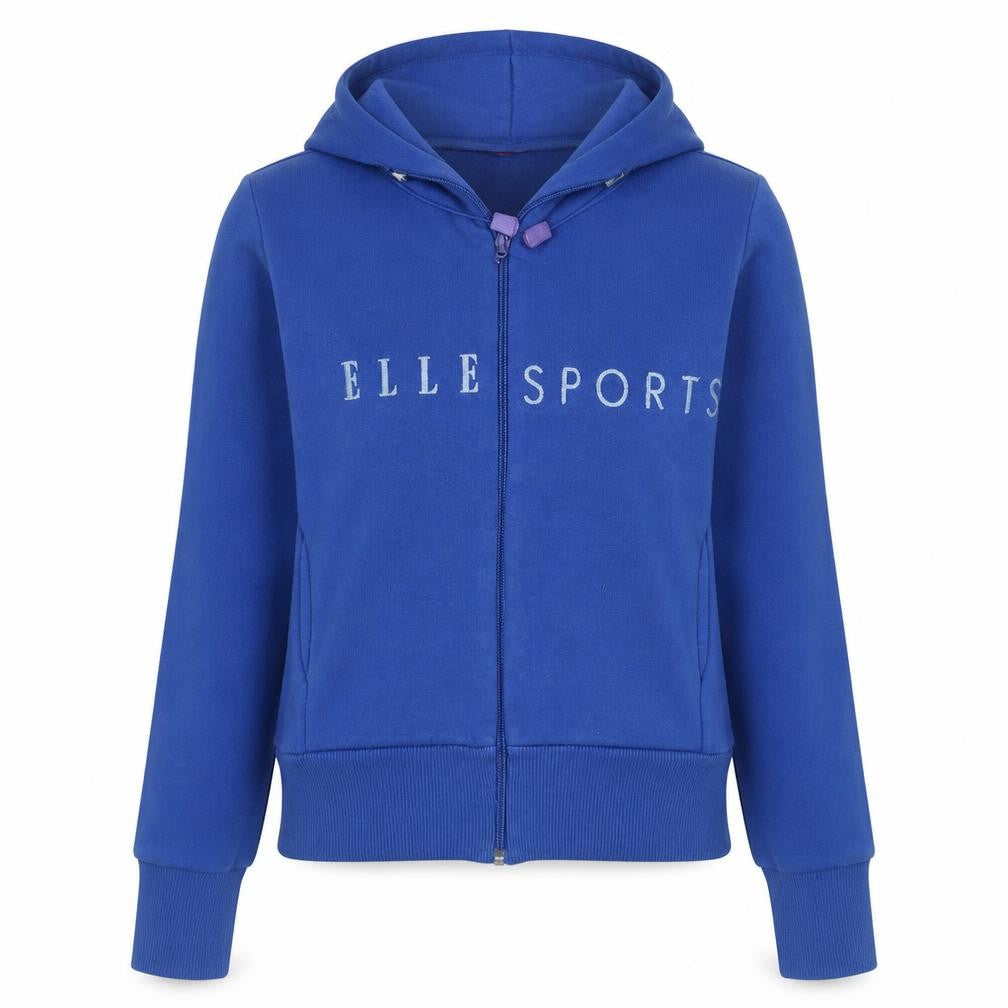 ELLE Sports Women Blue Full Zip Hoodie Medium Cotton Blend
