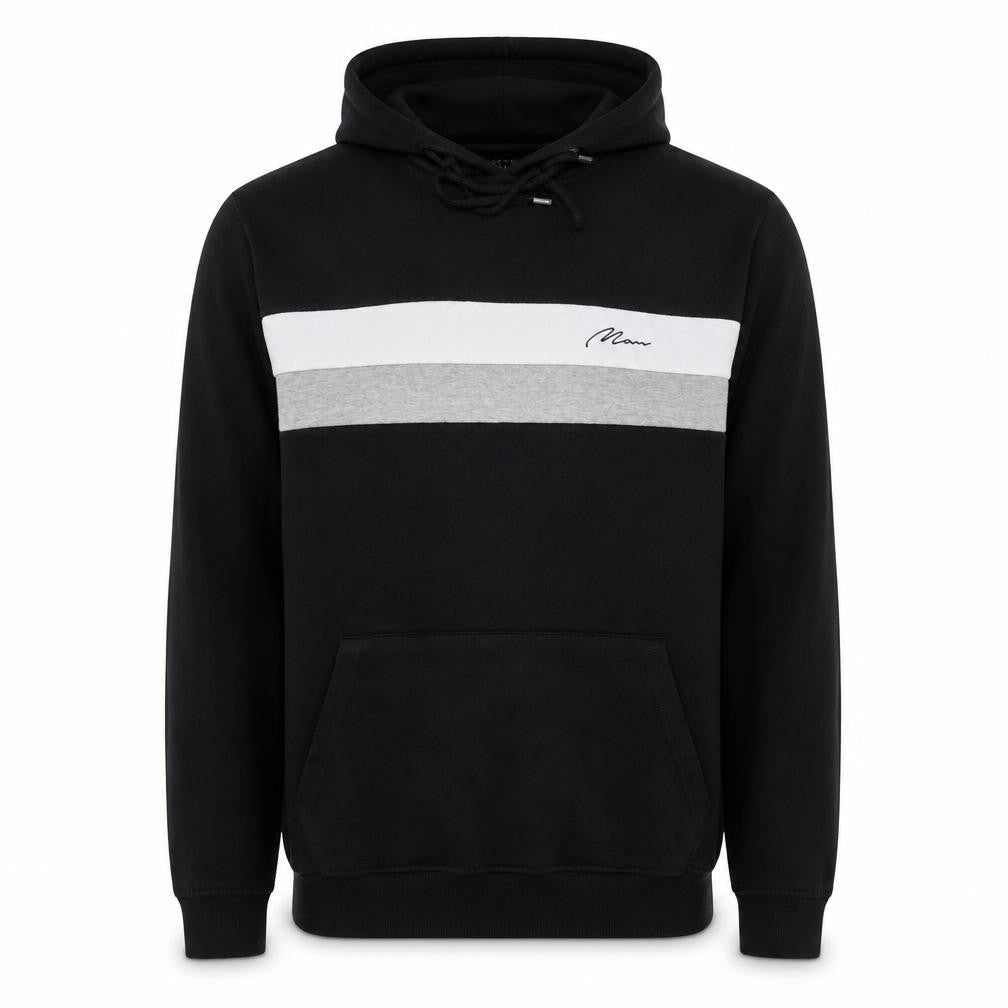 boohooMAN Men's Black Small Pullover Hoodie with Logo