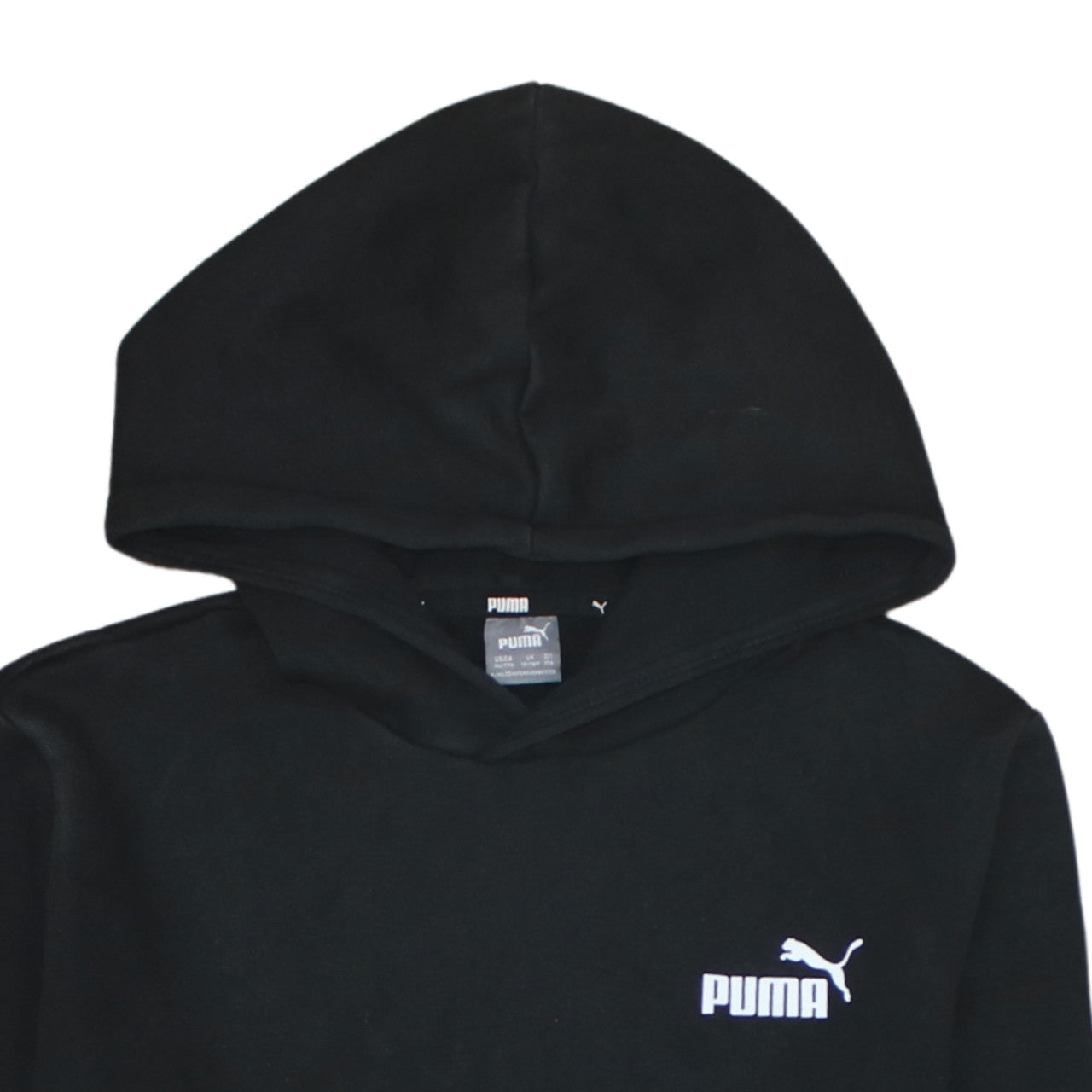 Puma Boys Black Pullover Hoodie 15-16 Years Logo Hooded Sweatshirt