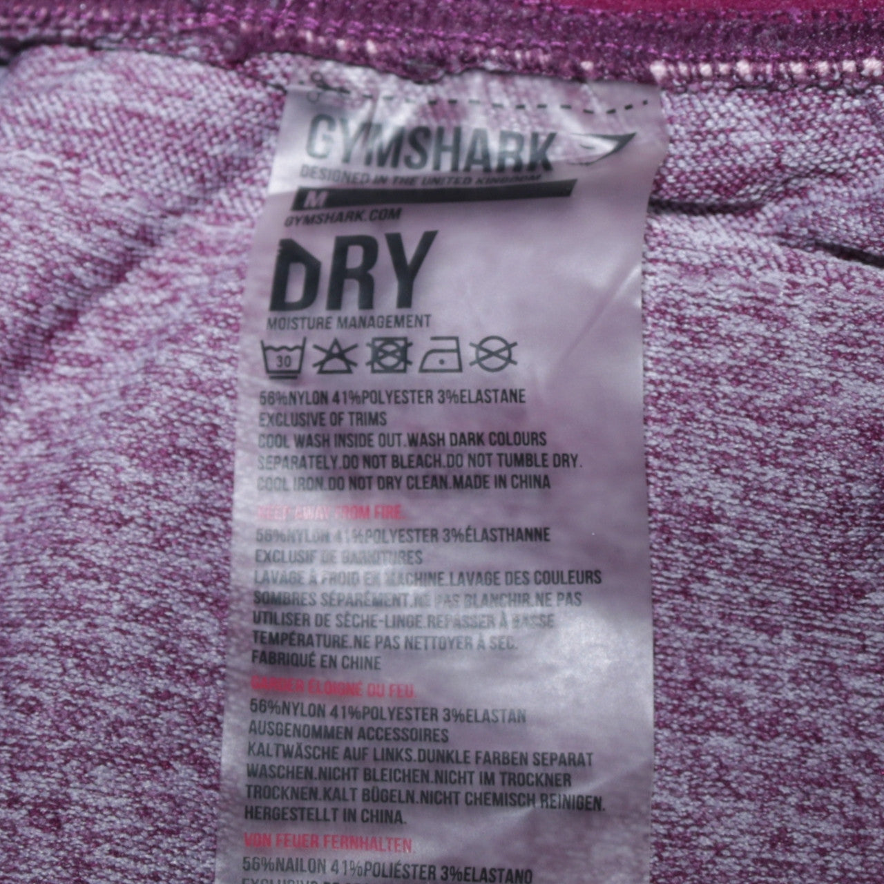 Gymshark Womens Purple Marl Dry Moisture Wicking Leggings Size M