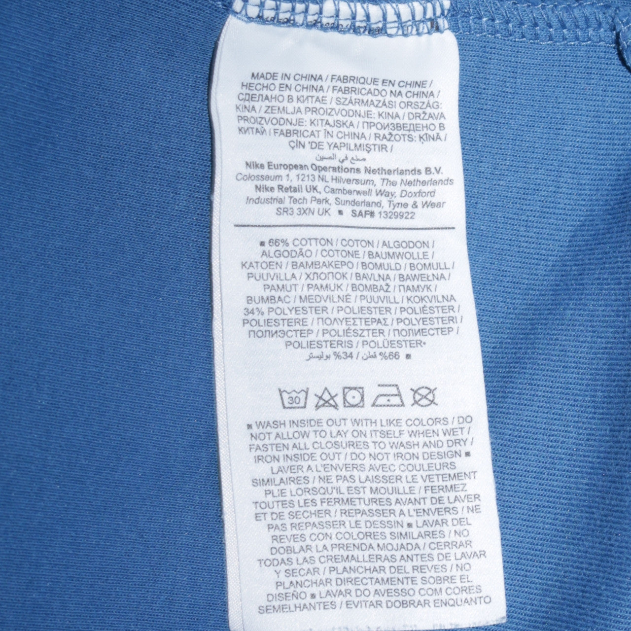 Nike Men Blue XS Crew Neck Pullover Sweatshirt with Zip Pocket