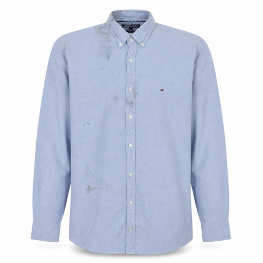 Tommy Hilfiger Men Blue L New York Fit Cotton Button-Down Shirt