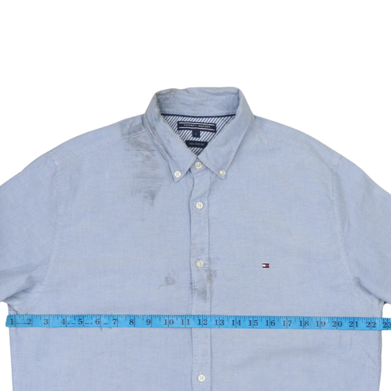 Tommy Hilfiger Men Blue L New York Fit Cotton Button-Down Shirt