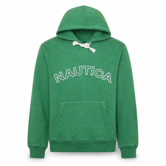 Nautica Men Green Embroidered Pullover Hoodie Size M