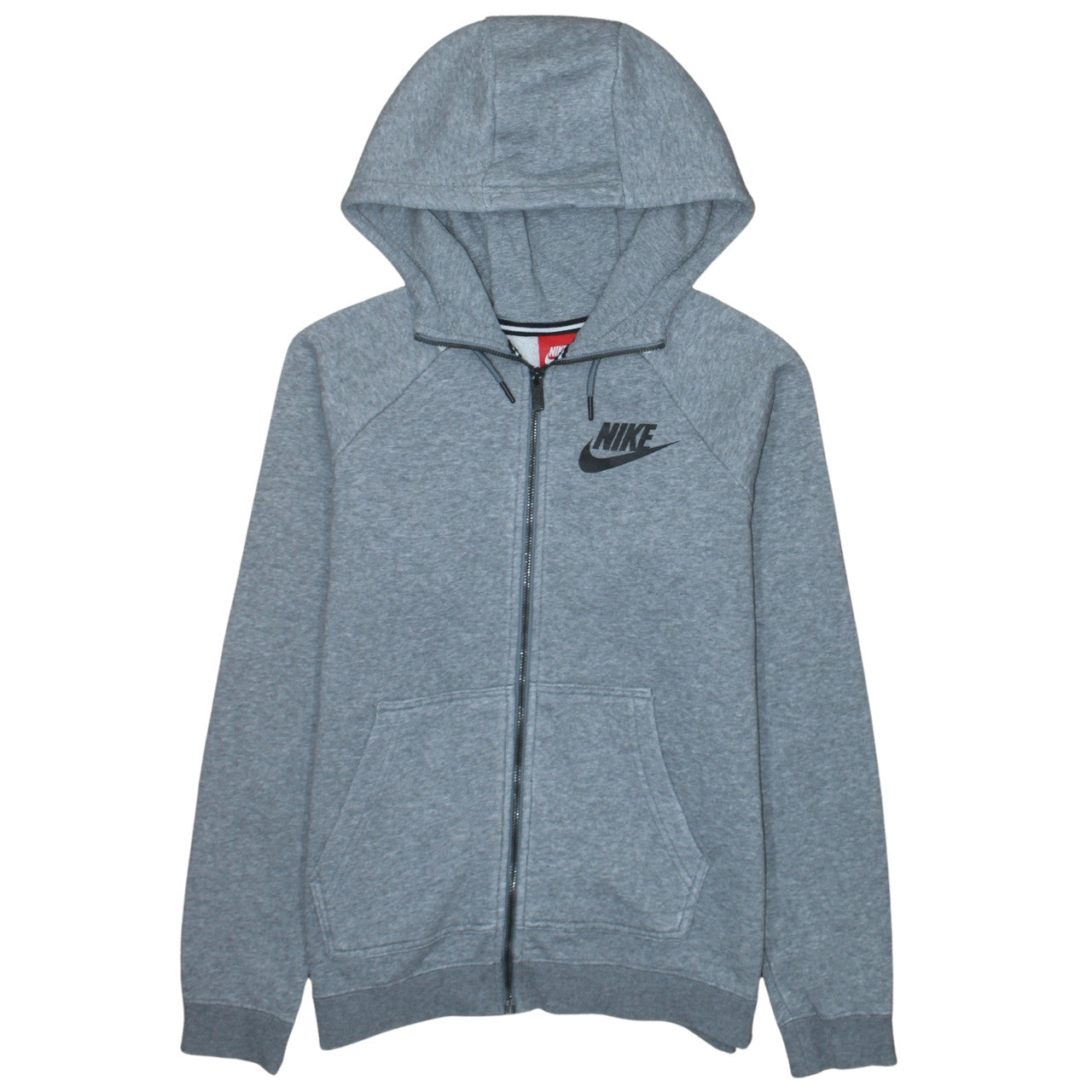 Nike Men Grey Full Zip Hoodie S Regular Fit Logo Sportswear