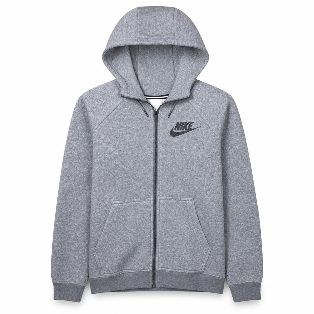 Nike Men Grey Full Zip Hoodie S Regular Fit Logo Sportswear