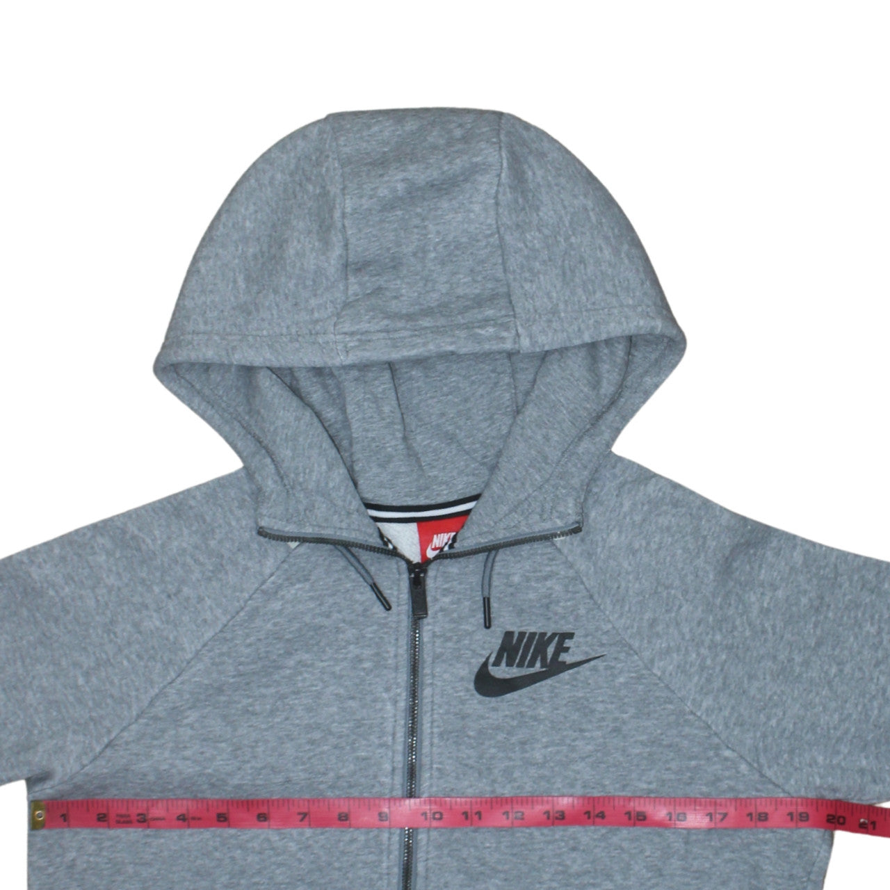 Nike Men Grey Full Zip Hoodie S Regular Fit Logo Sportswear