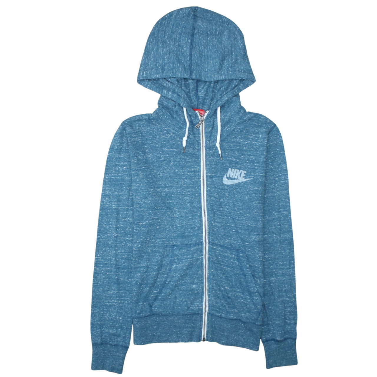 Nike Womens Blue Full Zip Hoodie Size M Cotton Blend Hooded Sweatshirt