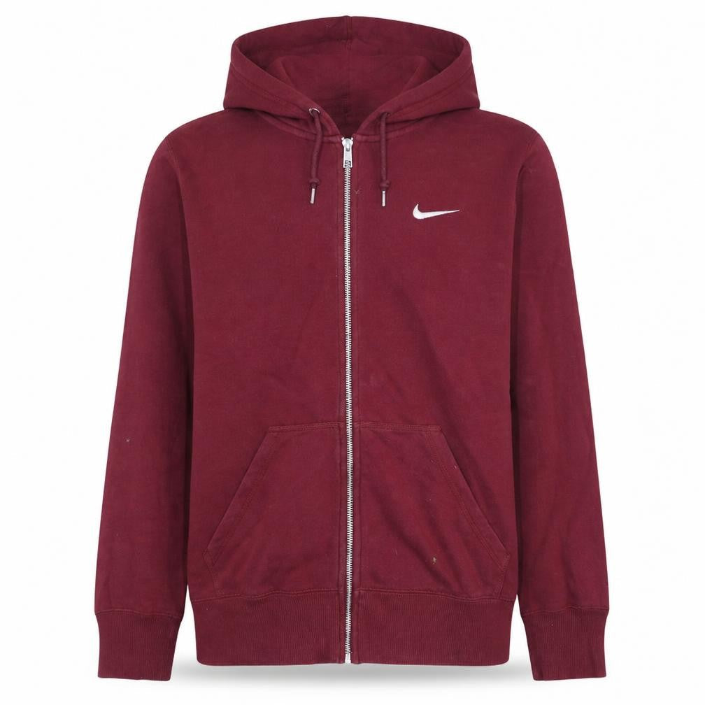 Nike Men Red Full Zip Hoodie S Fleece Lined Sportswear