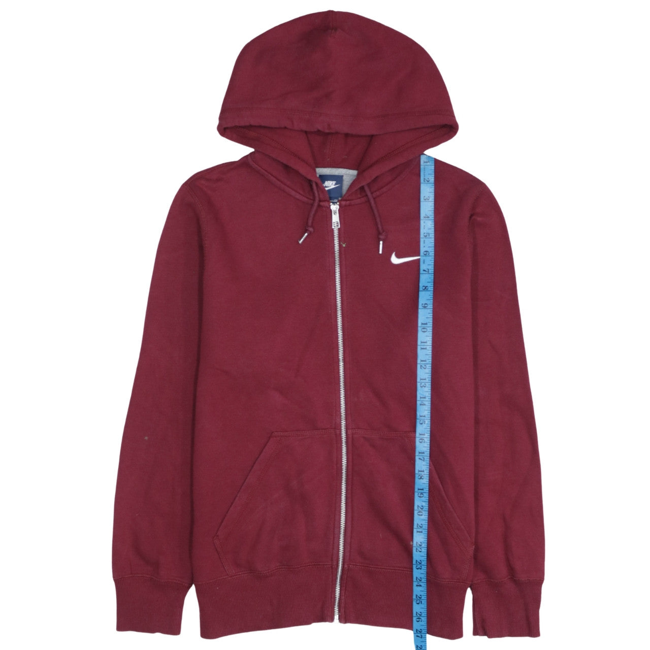 Nike Men Red Full Zip Hoodie S Fleece Lined Sportswear