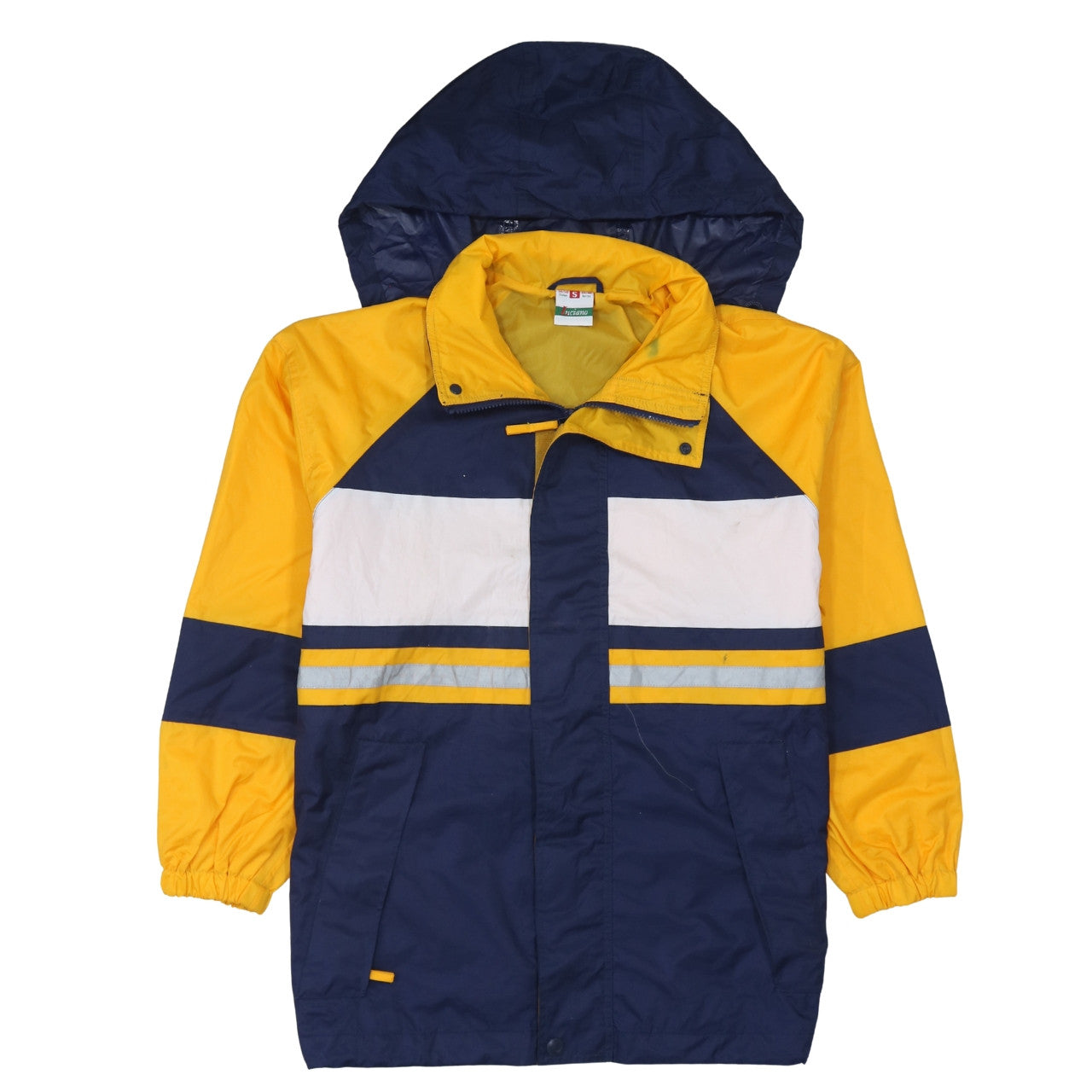 Luciano Men's Blue Yellow Waterproof Anorak Jacket S Retro Outdoor Hooded