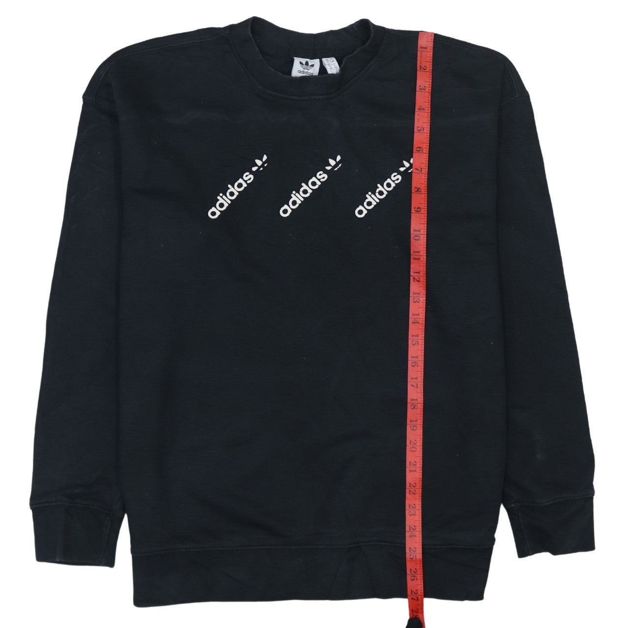 Adidas Womens Black Crew Neck Pullover Sweatshirt UK 12 Logo Print