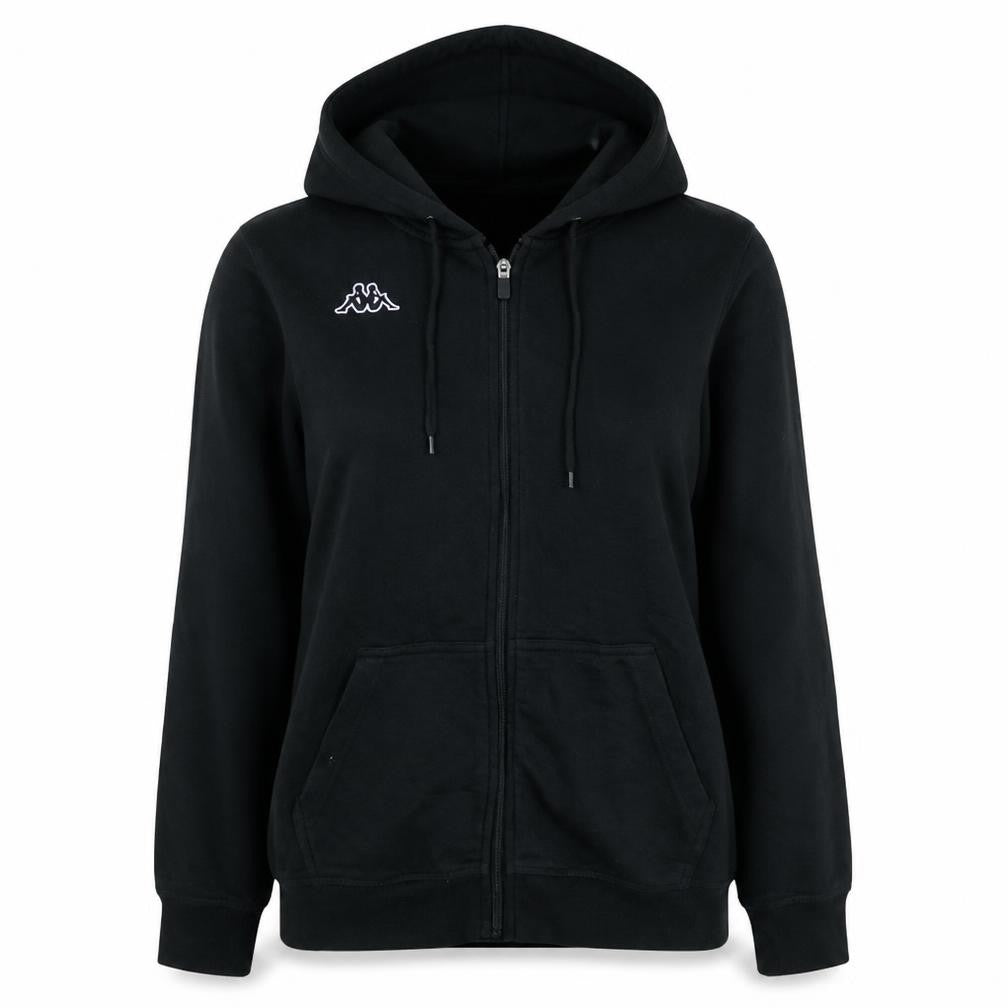 Kappa Women Black Full Zip Hoodie Medium Polyester Cotton