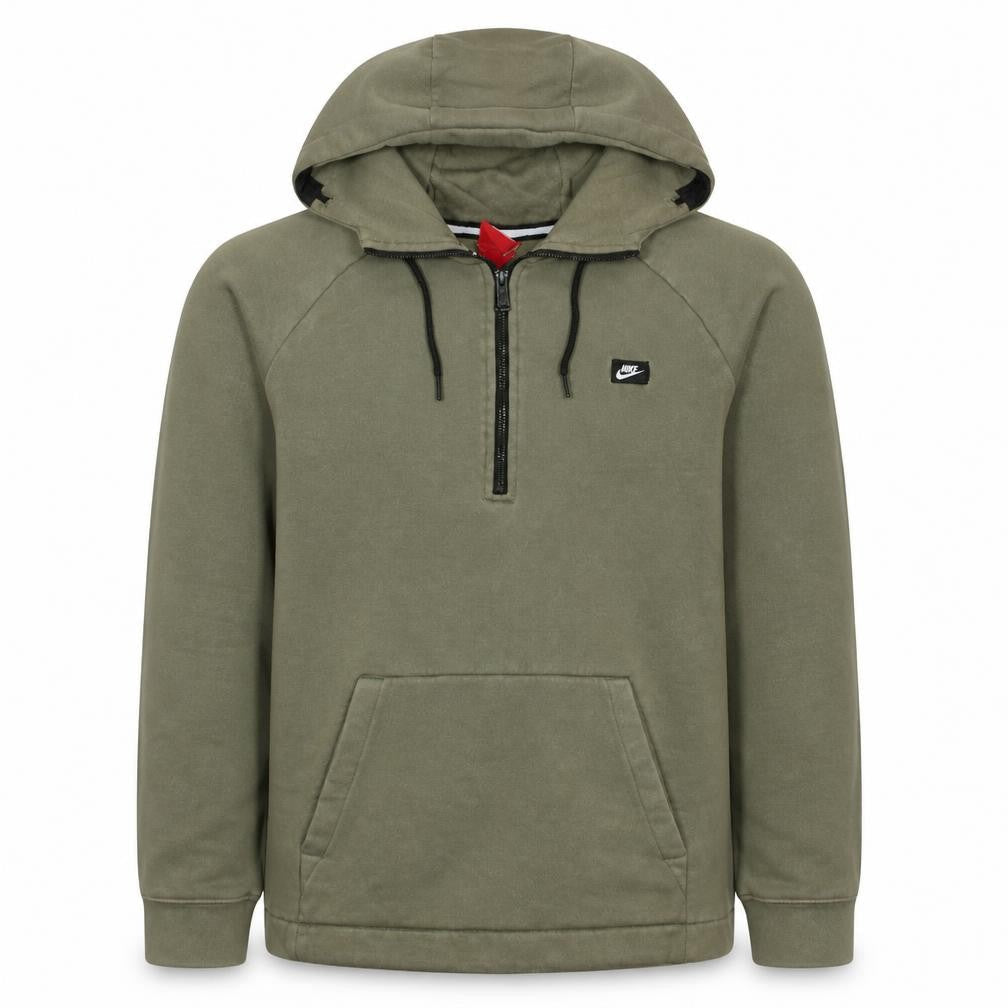 Nike Mens Green 1/4 Zip Hooded Sweatshirt M Regular Fit