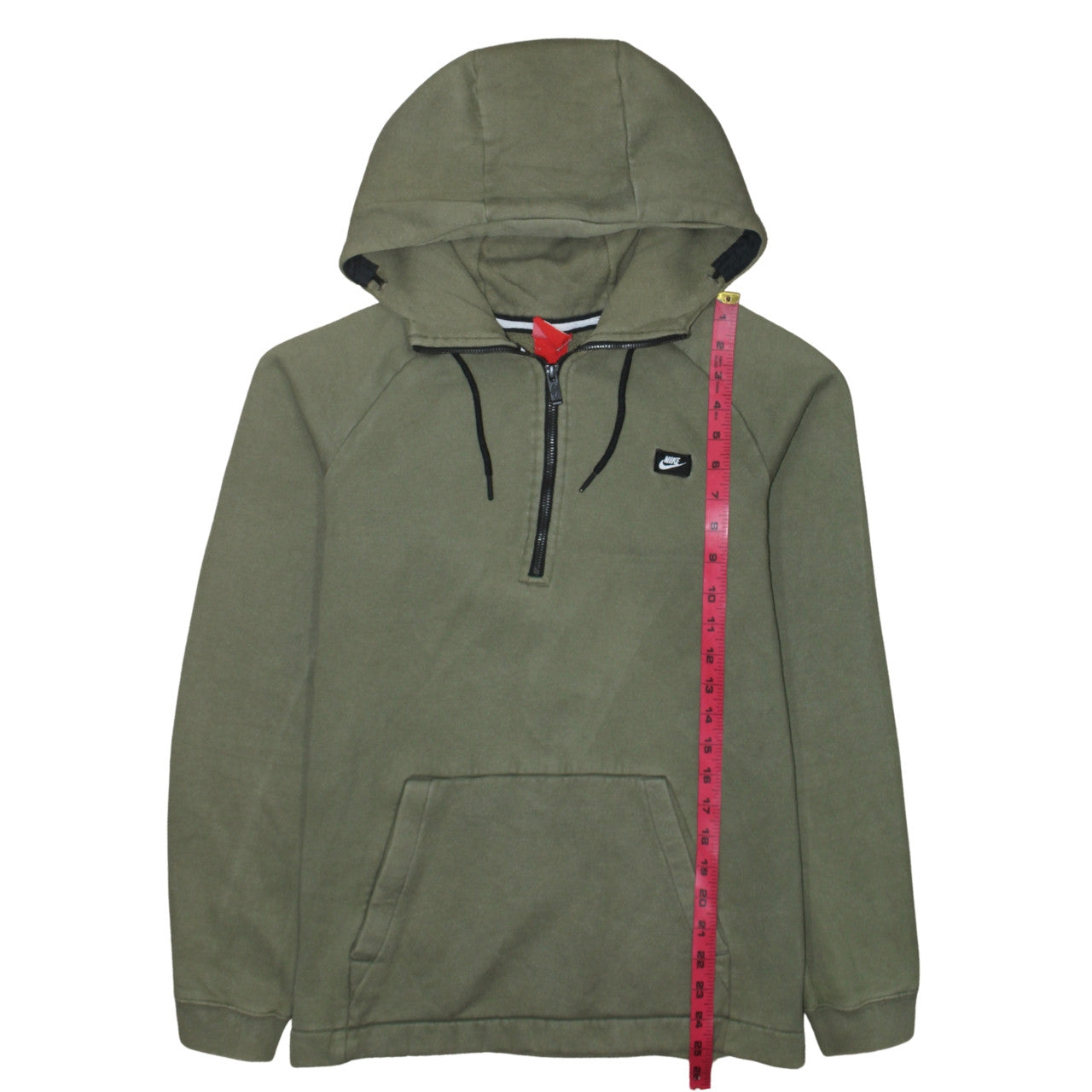 Nike Mens Green 1/4 Zip Hooded Sweatshirt M Regular Fit