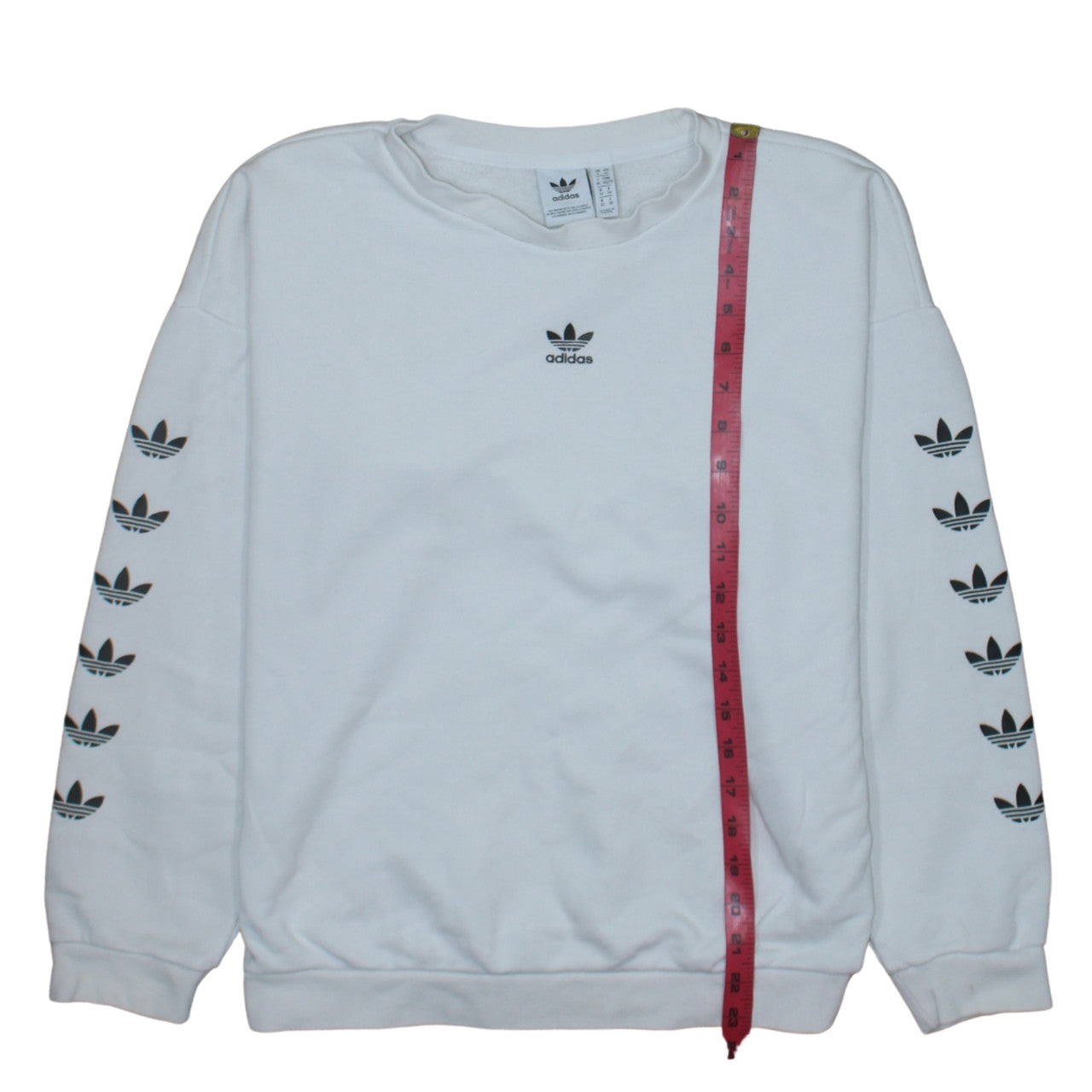 Adidas Womens White Relaxed Fit Crew Neck Logo Sweatshirt XS