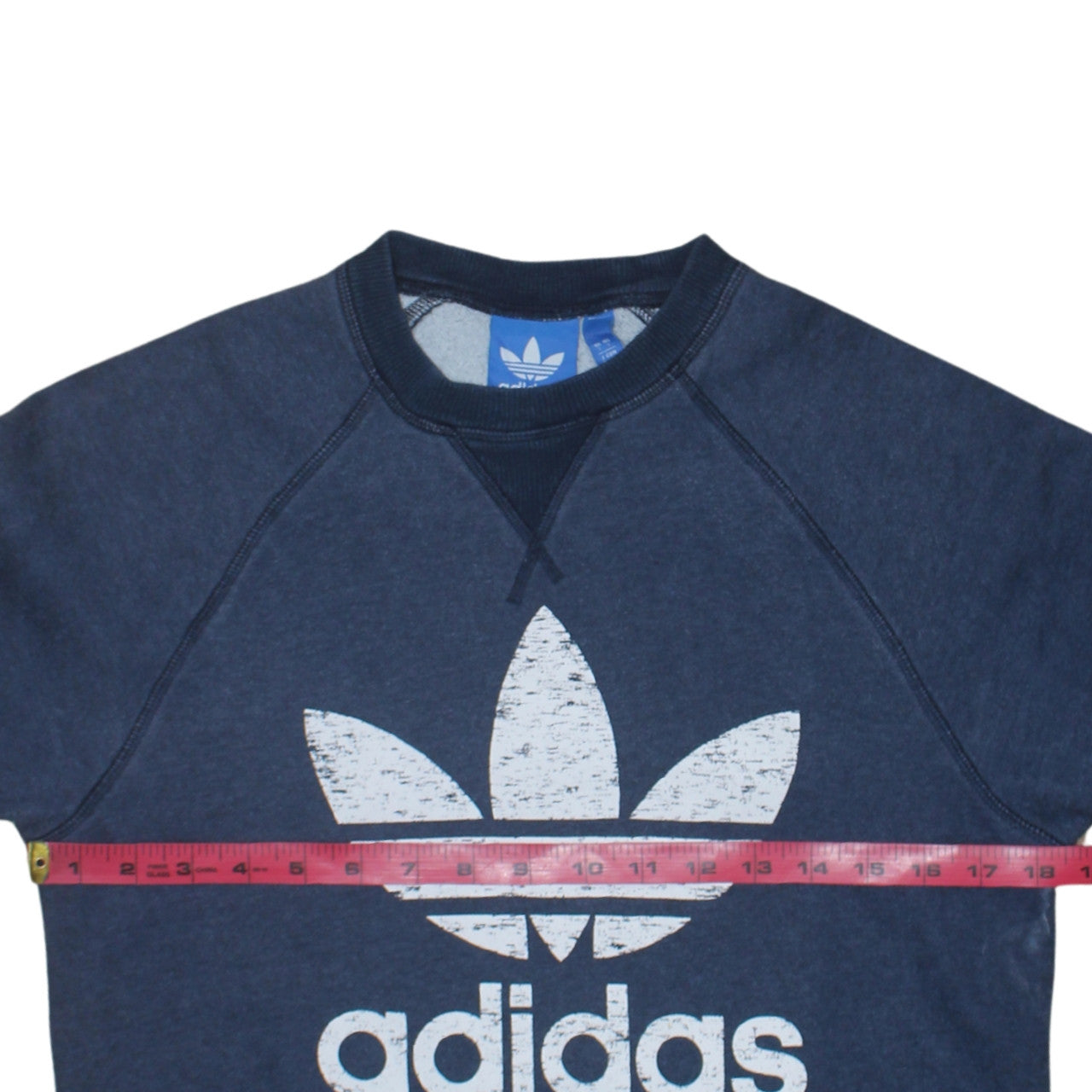 Adidas Men Blue Crew Neck Logo Sweatshirt Size S