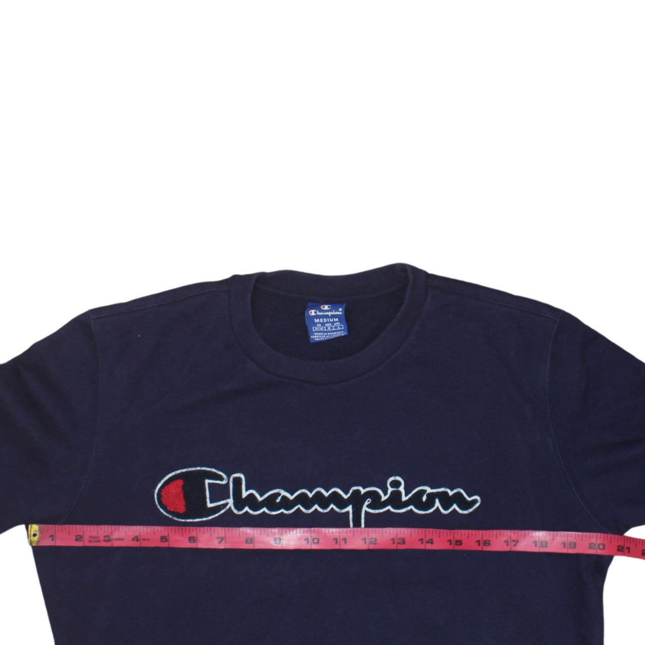Champion Men's Blue Medium Crew Neck Embroidered Logo Sweatshirt